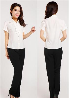 深圳女式雪紡職業(yè)襯衫 2016新款中短袖OL通勤上衣 職業(yè)工