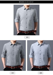 湯河之家 秋季新款男士襯衫長袖純色襯衣純棉薄款韓版上衣休閑b