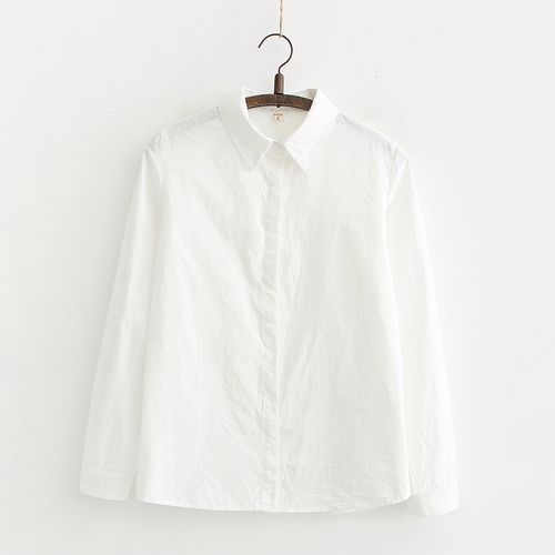 新款學生白色純棉襯衫打底襯衣上衣女長袖百搭簡約基礎款2025春季